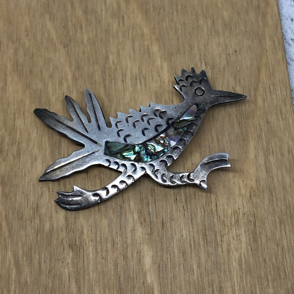 Vintage Taxco Mexico sterling silver 925 roadrunner bird brooch